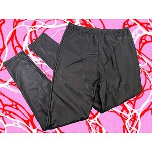 WN Women's L Plush Fleece Lined Liquid Legging Black Faux leather Pleather Pants